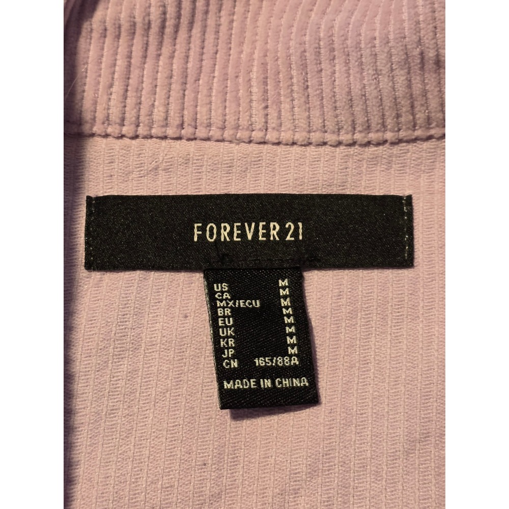 Forever 21 Corduroy Jacket Women Medium Purple Excellent Cropped Zip - Picture 5 of 10